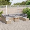 vidaXL Σετ Καναπέ Κήπου με μαξιλάρι 11 pcs Μπεζ Πολυ ράταν