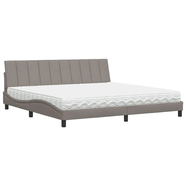 vidaXL Κρεβάτι με Στρώμα Taupe 200x200 εκ. Υφασμάτινο