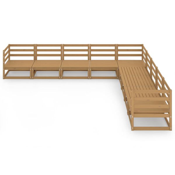 vidaXL Σαλόνι Κήπου Σετ 9 Τεμαχίων Καφέ Μελί από Μασίφ Ξύλο Πεύκου