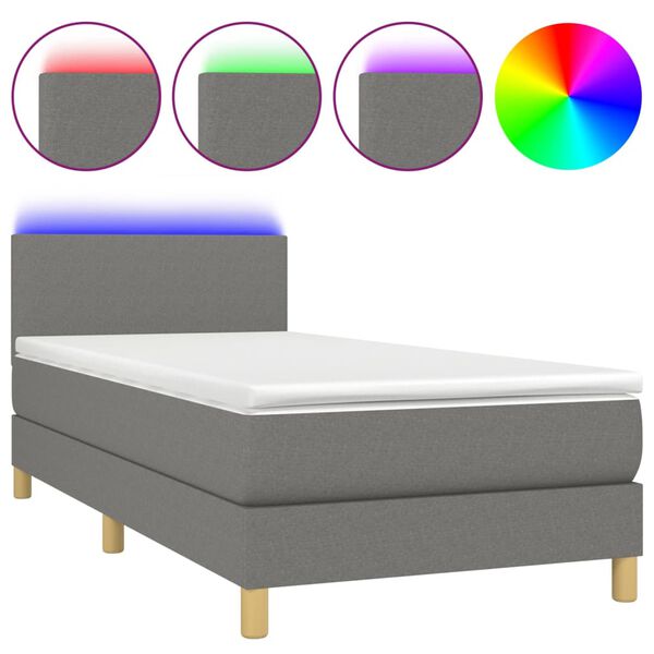 vidaXL &Kappa;&rho;&epsilon;&beta;ά&tau;&iota; Boxspring &mu;&epsilon; &Sigma;&tau;&rho;ώ&mu;&alpha; & LED &Sigma;&kappa;.&Gamma;&kappa;&rho;&iota; 80x200 &epsilon;&kappa;. &Upsilon;&phi;&alpha;&sigma;&mu;ά&tau;&iota;&nu;&omicron;