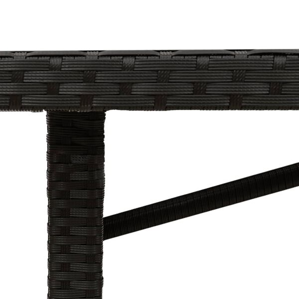 vidaXL Τραπέζι Κήπου με Γυάλινη Επιφάνεια Μαύρο 190x80x75 εκ Ρατάν