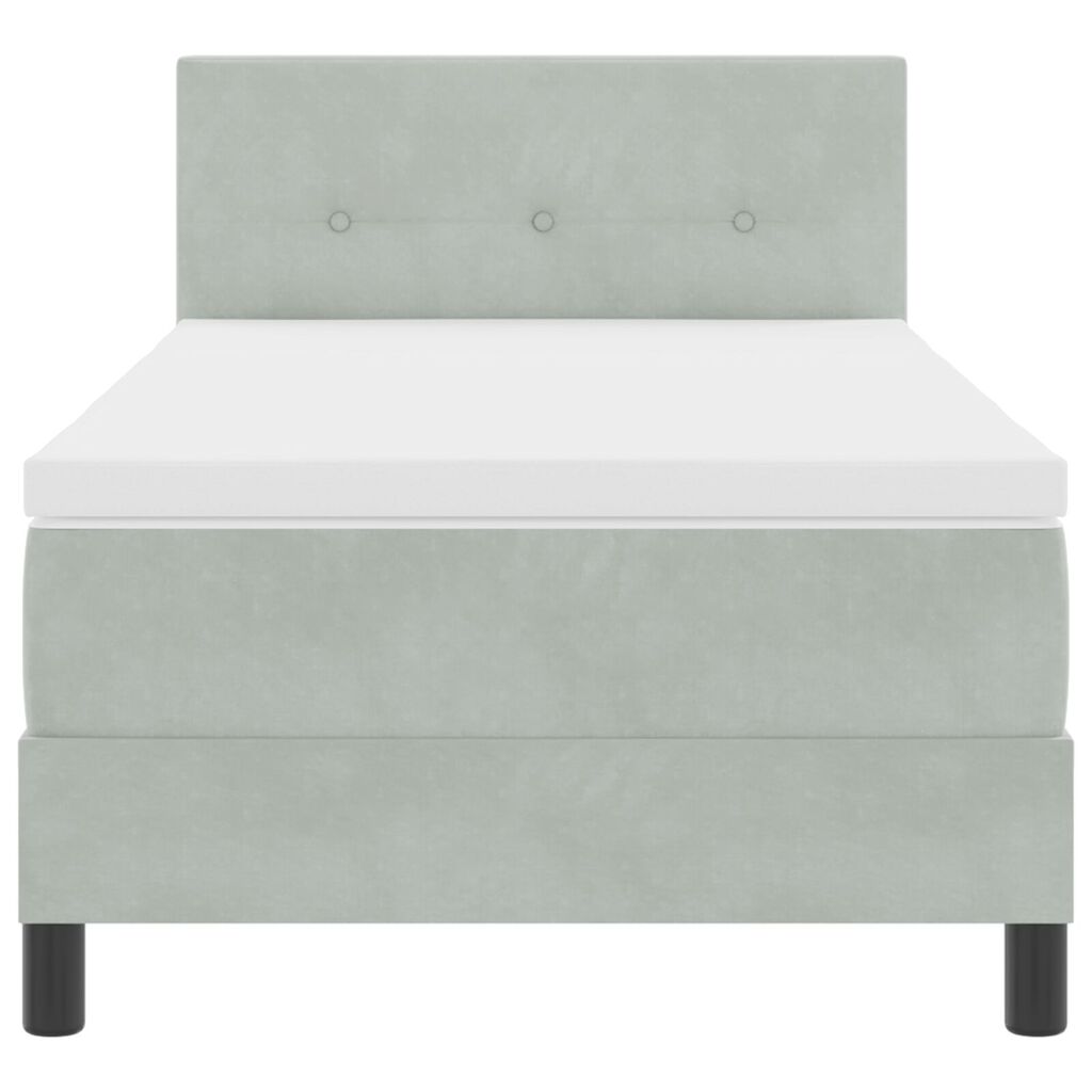 vidaXL Κρεβάτι με Στρώμα Light Grey 90x200 εκ Βελούδο