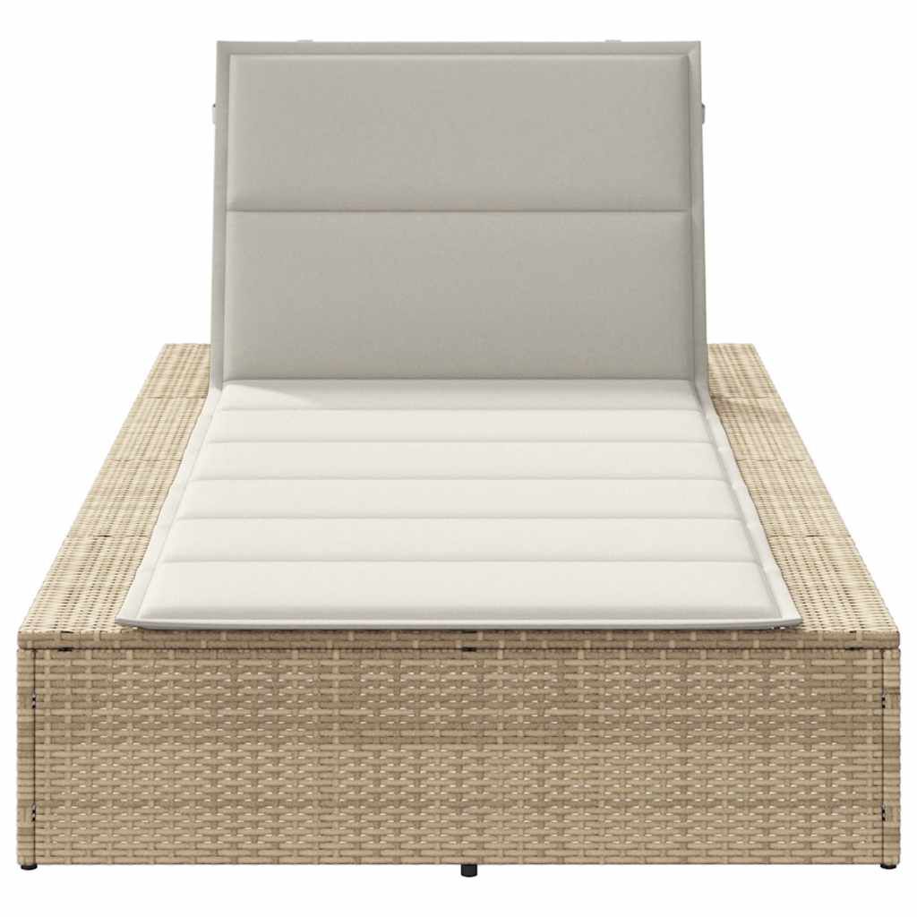 vidaXL Ξαπλώστρα με αιωρούμενο μαξιλάρι Μπεζ Poly Rattan