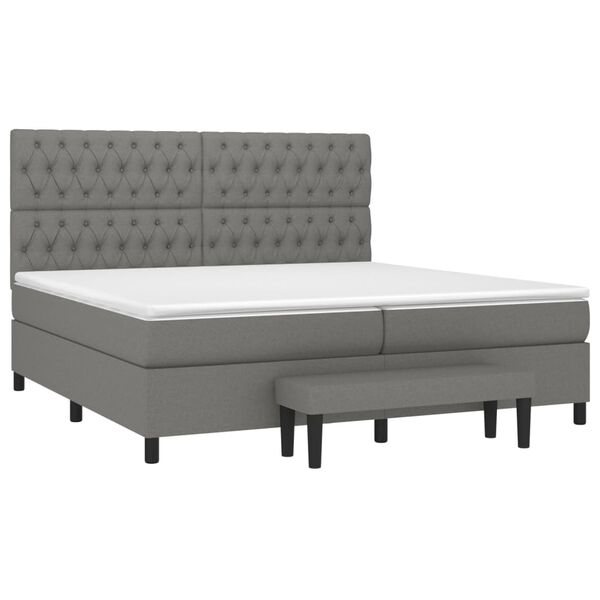 vidaXL Κρεβάτι Boxspring με Στρώμα Σκούρο Γκρι 200x200 εκ. Υφασμάτινο
