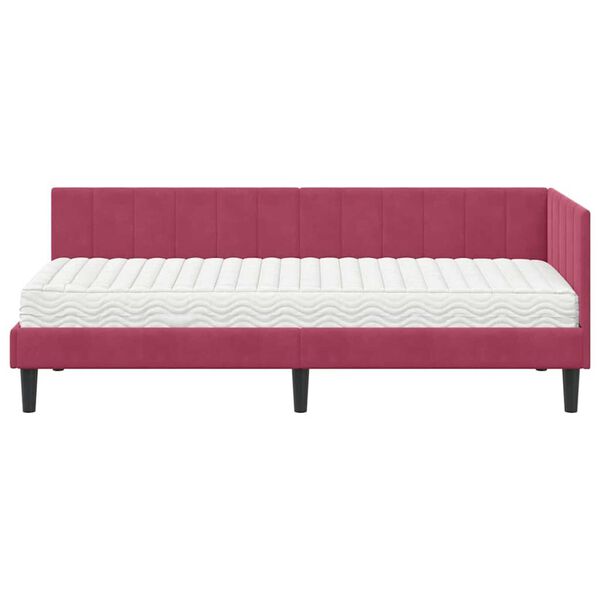 vidaXL Κρεβάτι Γωνίας με στρώμα Μπορντό 80 x 200 cm Βελούδο