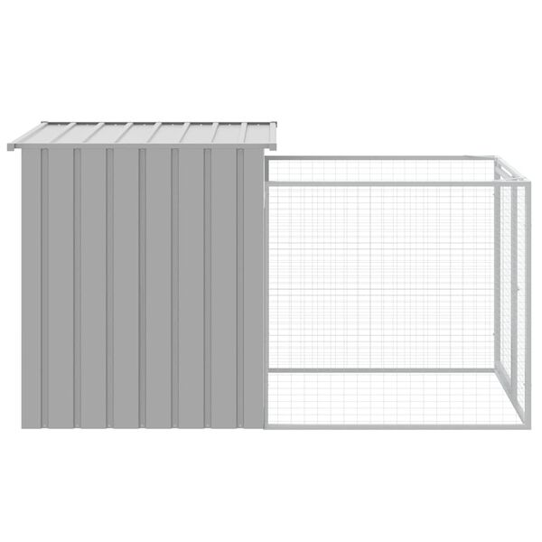 vidaXL Σπιτάκι Σκύλου με Αυλή Αν. Γκρι 110x201x110 εκ. Γαλβαν. Χάλυβας
