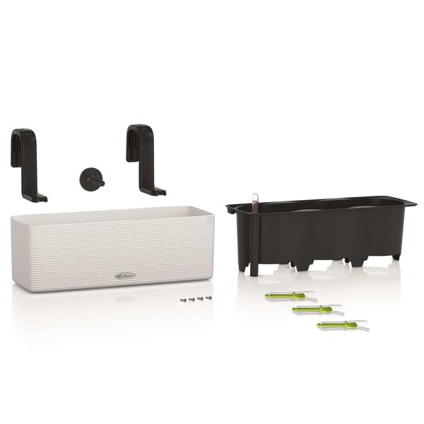 LECHUZA Γλάστρα CUBE color triple Λευκή με Άγκιστρα Μπαλκονιού 13680