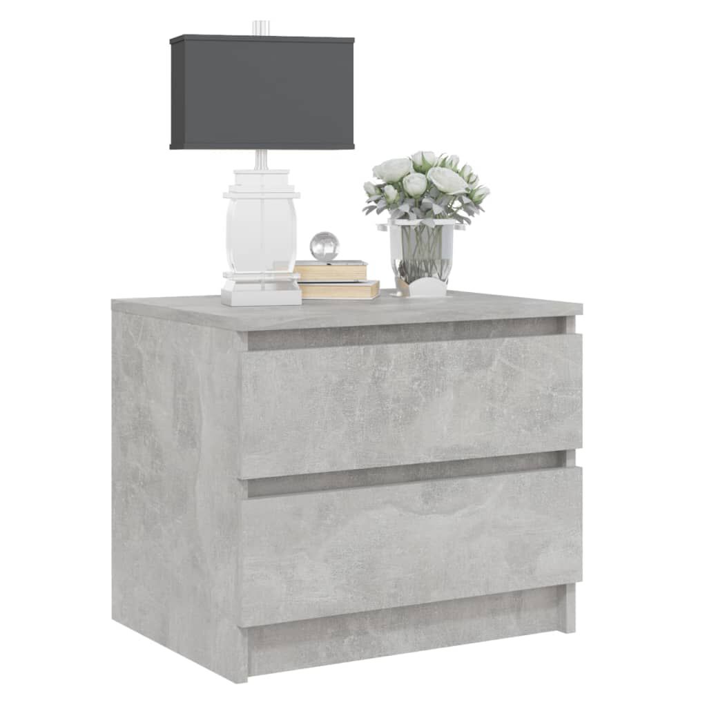 vidaXL Κομοδίνα 2 τεμ. Γκρι Σκυροδ. 50 x 39 x 43,5 εκ. από Επεξ. Ξύλο