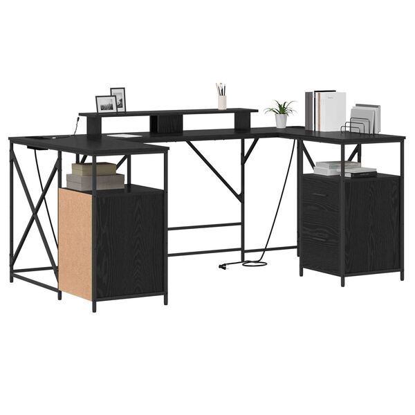 vidaXL Γραφείο Μαύρη Δρυς 182 x 101 x 87.5 εκ. Επεξεργασμένο ξύλο