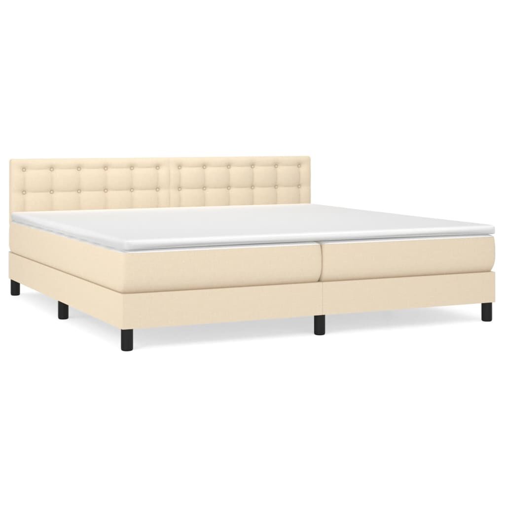 vidaXL Κρεβάτι Boxspring με Στρώμα Κρεμ 200x200 εκ. Υφασμάτινο