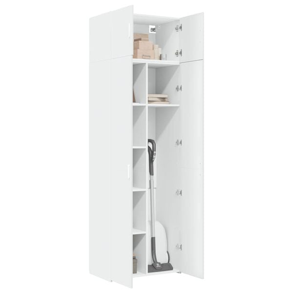 vidaXL Ραφιέρα με Ντουλάπια Λευκή 70x42,5x225 εκ. Επεξεργασμένο Ξύλο