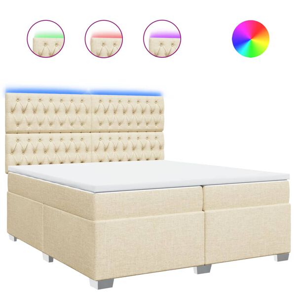 vidaXL &Kappa;&rho;&epsilon;&beta;ά&tau;&iota; Boxspring &mu;&epsilon; &Sigma;&tau;&rho;ώ&mu;&alpha; &Kappa;&rho;&epsilon;&mu; 200x200 &epsilon;&kappa;. &Upsilon;&phi;&alpha;&sigma;&mu;ά&tau;&iota;&nu;&omicron;