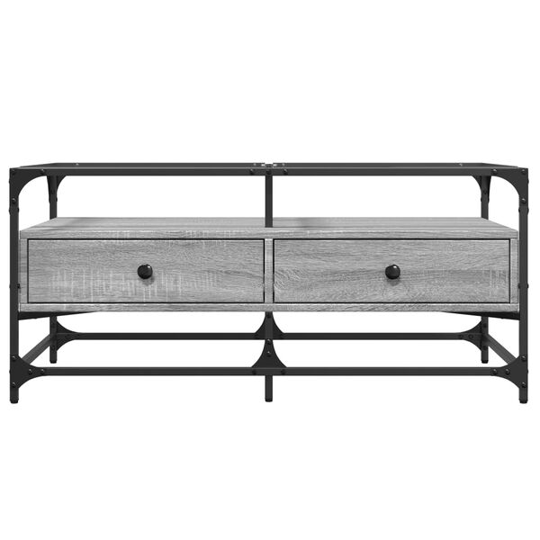 vidaXL Τραπεζάκι Σαλονιού Sonoma Γκρι 98,5x50x45εκ. με Γυάλινες Πόρτες