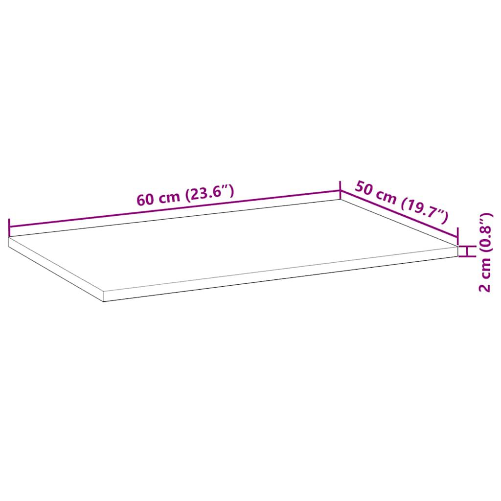 vidaXL Επιφάνεια Γραφείου Ορθογώνια 60x50x2 εκ. Μασίφ Ξύλο Ακακίας