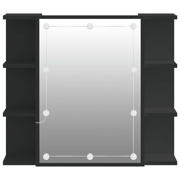 vidaXL Έπιπλο Καθρέπτη με LED Μαύρο 70 x 16,5 x 60 εκ.