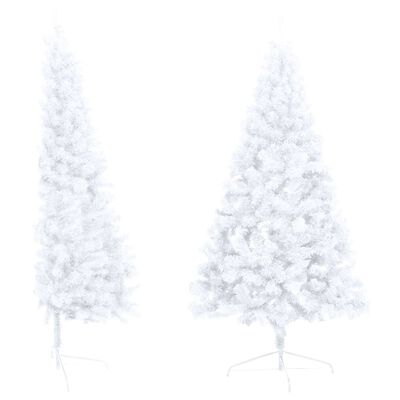 vidaXL Χριστ. Δέντρο Μισό Προφωτισμένο Τεχνητό Μπάλες Λευκό 180εκ