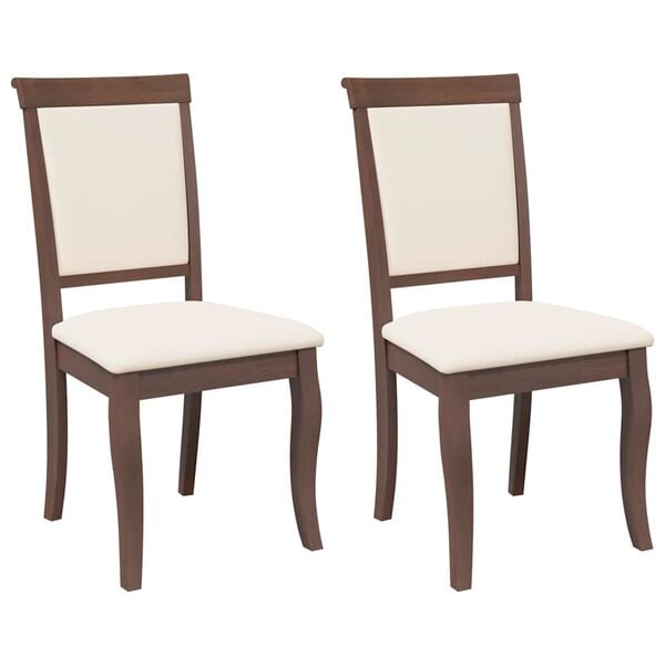 vidaXL Καρέκλες τραπεζαρίας με μαξιλάρια 2 τεμάχια Καφέ μασίφ ξύλο