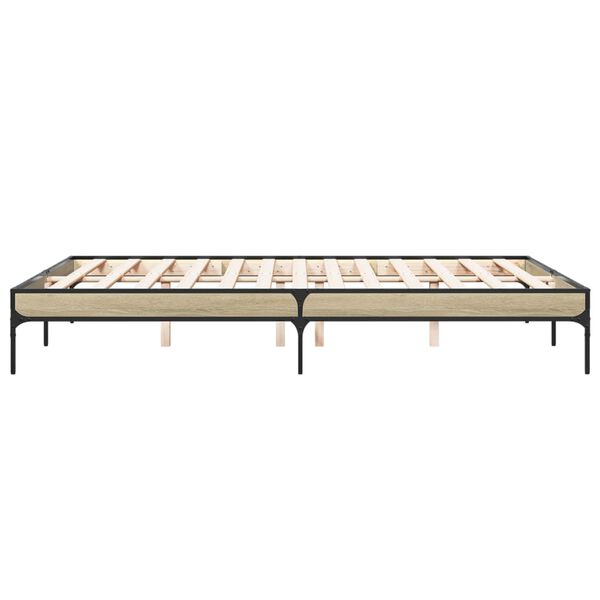 vidaXL Πλαίσιο Κρεβατιού Sonoma Δρυς 160x200 εκ. Επεξ. Ξύλο & Μέταλλο