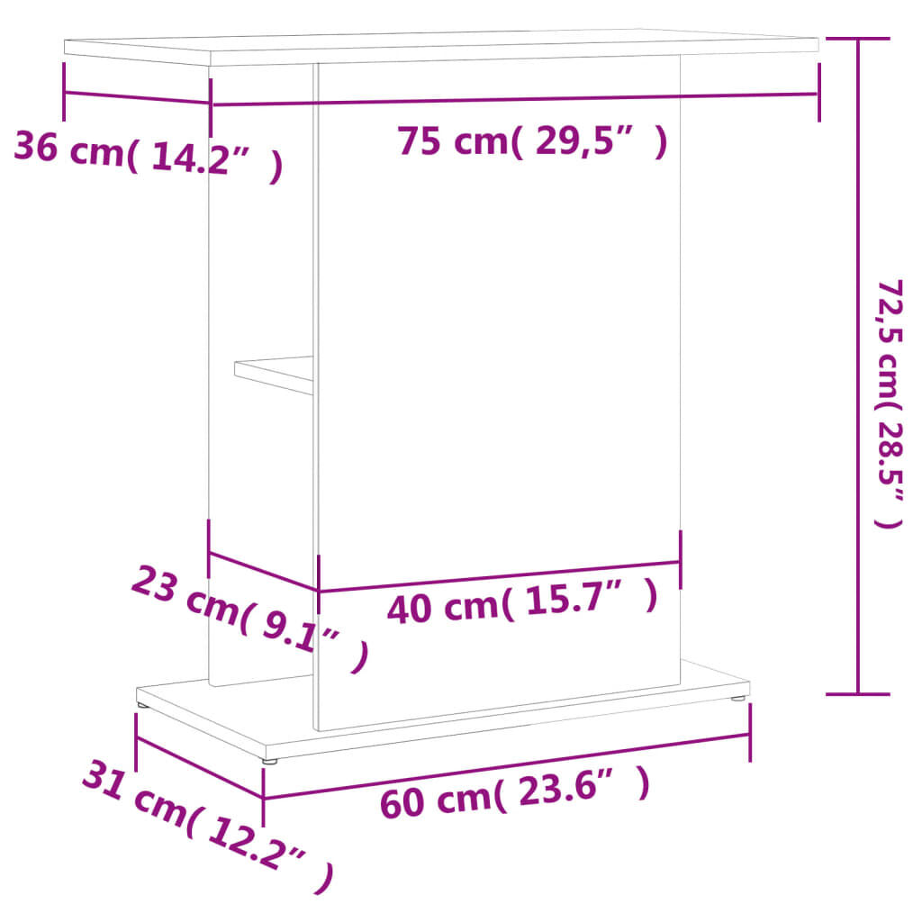 vidaXL Βάση Ενυδρείου Καφέ Δρυς 75x36x72,5 εκ. Επεξεργασμένο Ξύλο