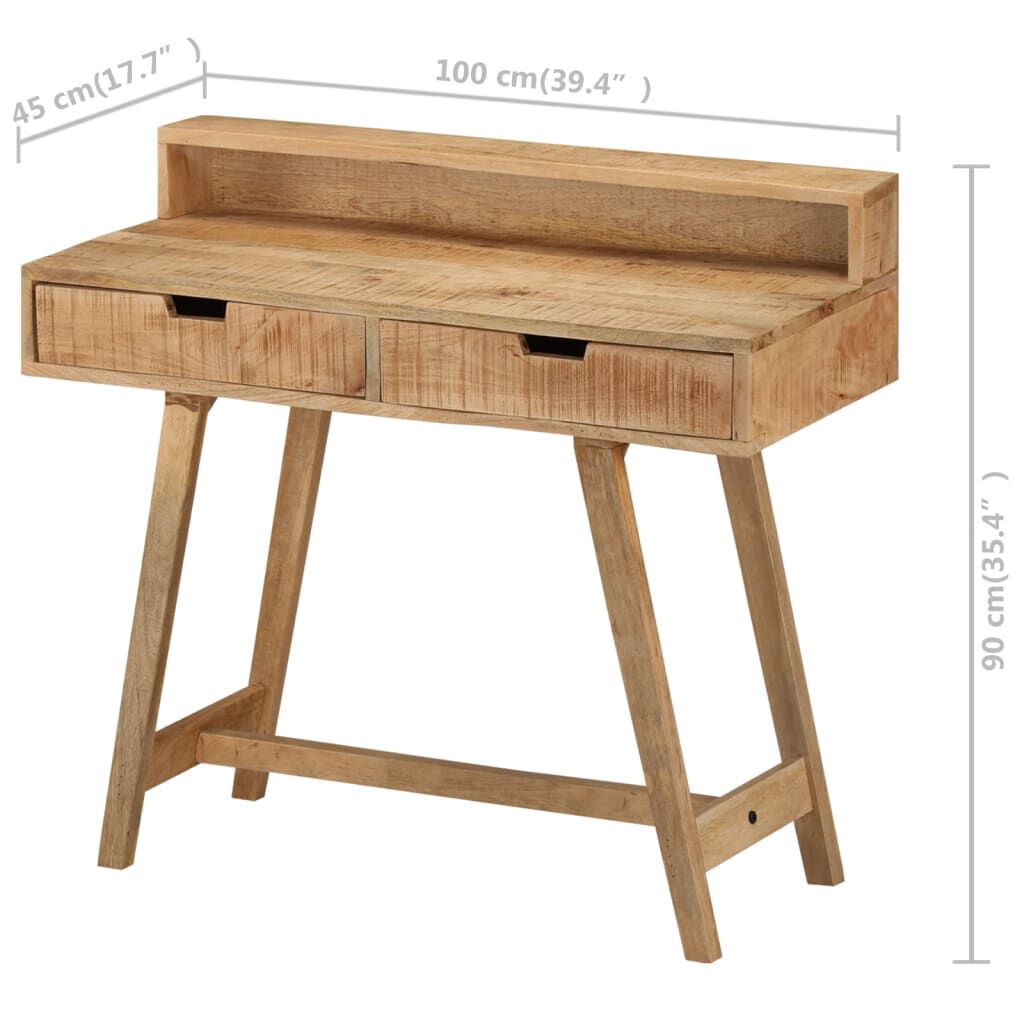 vidaXL Γραφείο 100 x 45 x 90 εκ. από Μασίφ Ακατέργαστο Ξύλο Μάνγκο
