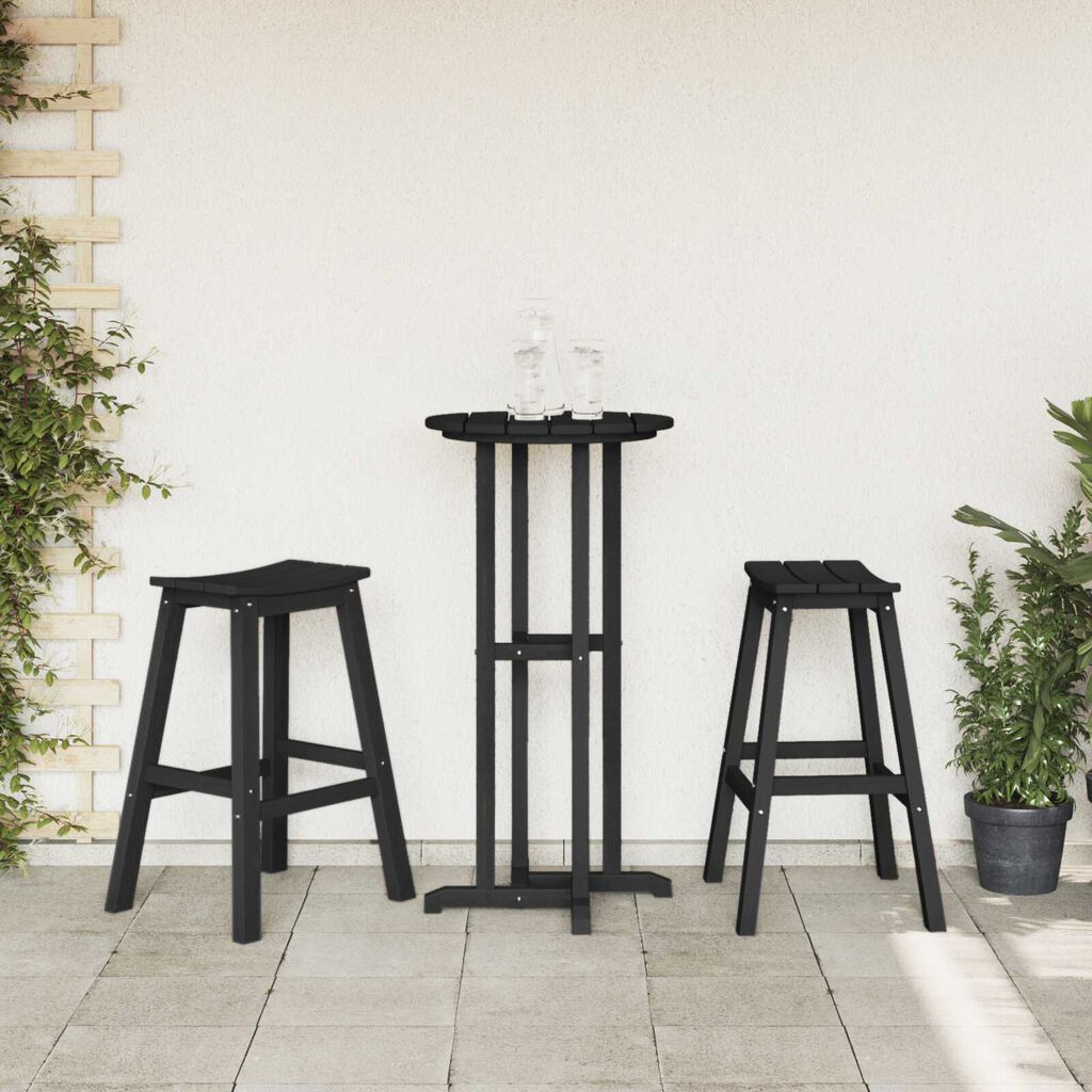 vidaXL Μπαρ σκαμπό 2 pcs Μαύρο 52 x 43 x 73.5εκ Πλαστικό