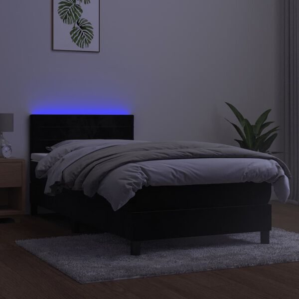 vidaXL &Kappa;&rho;&epsilon;&beta;ά&tau;&iota; Boxspring &mu;&epsilon; &Sigma;&tau;&rho;ώ&mu;&alpha; & LED &Mu;&alpha;ύ&rho;&omicron; 90x200 &epsilon;&kappa;. &Beta;&epsilon;&lambda;&omicron;ύ&delta;&iota;&nu;&omicron;