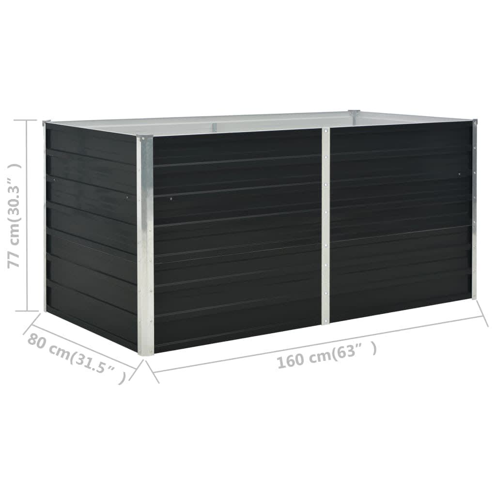 vidaXL Ζαρντινιέρα Ψηλή Ανθρακί 160x80x77 εκ. από Γαλβανισμένο Χάλυβα