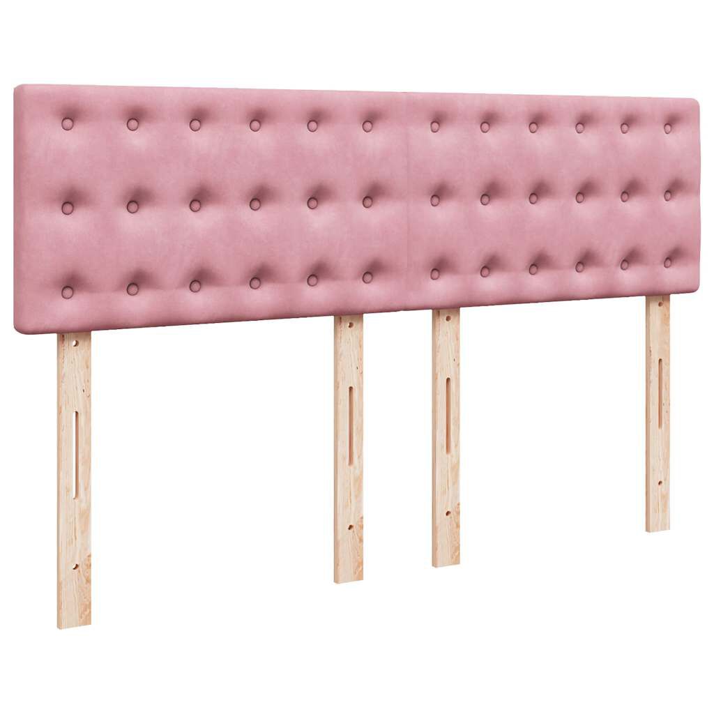 vidaXL Κρεβάτι Boxspring με Στρώμα Ροζ 160x200 εκ. Βελούδινο
