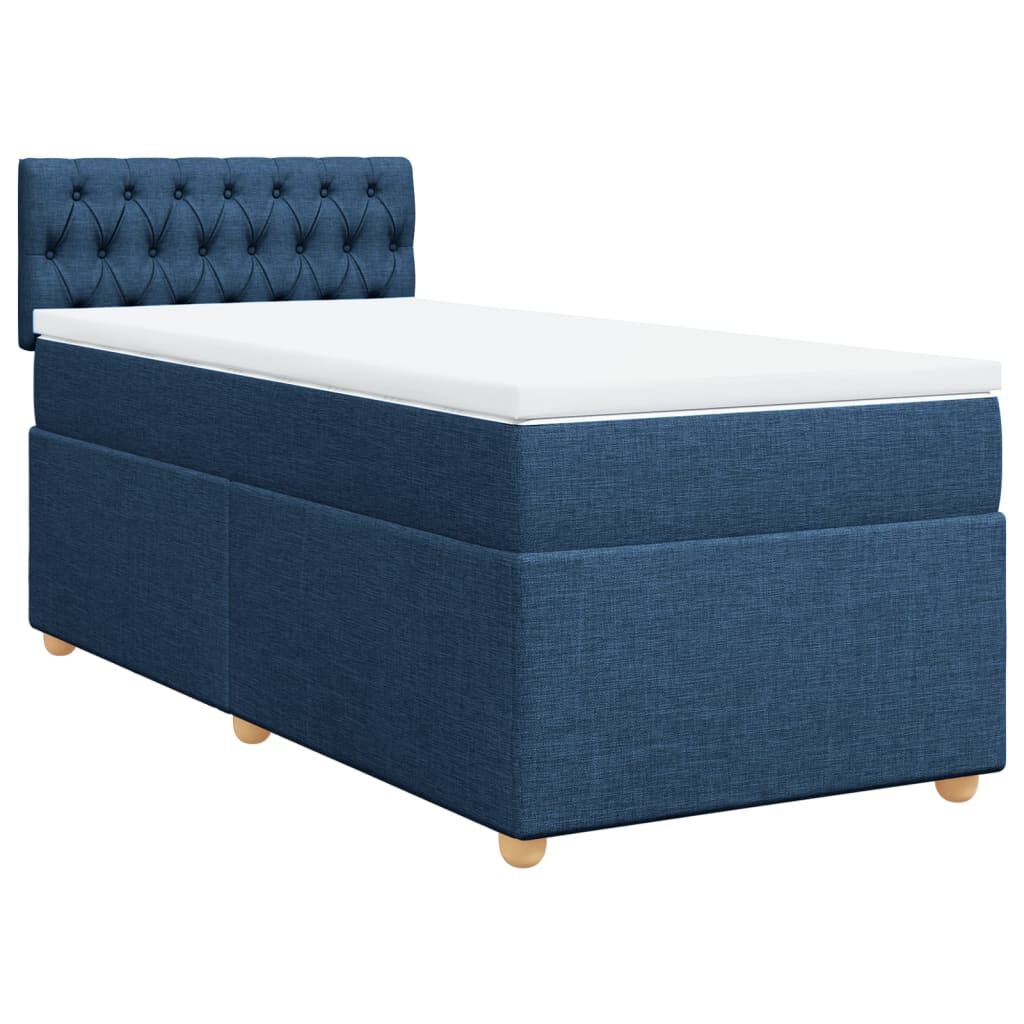 vidaXL Κρεβάτι Boxspring με Στρώμα Μπλε 80x200 εκ. Υφασμάτινο
