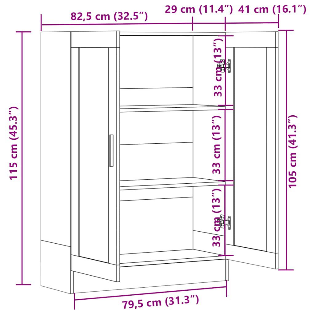vidaXL Βιτρίνα Γκρι Sonoma 82,5 x 30,5 x 115 εκ. Επεξεργασμένο Ξύλο