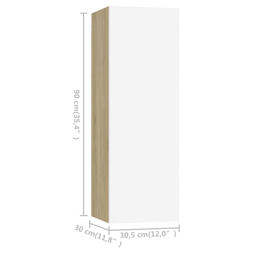 vidaXL Έπιπλο Τηλεόρασης Λευκό & Sonoma Δρυς 30,5x30x90εκ. Επεξ. Ξύλο