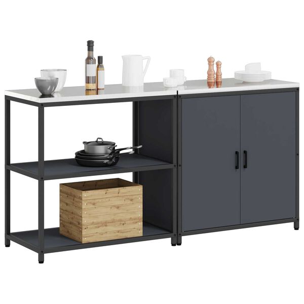 vidaXL Σετ Αποθήκευσης Κουζίνας 2 pcs Ανθρακί 150 x 50 x 92 εκ.