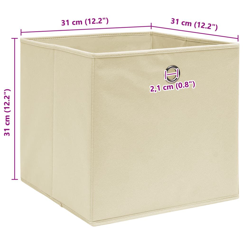 vidaXL Κουτιά Αποθήκευσης 10 τεμ. Κρεμ 32 x 32 x 32 εκ. Υφασμάτινα