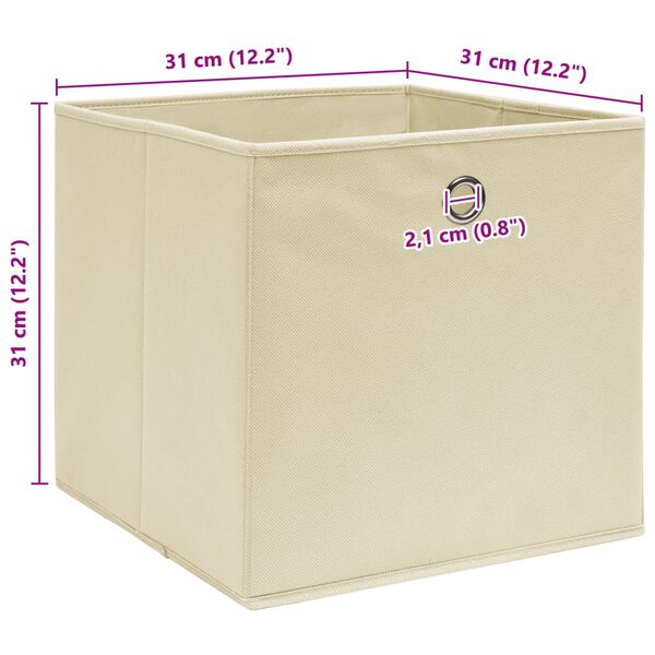 vidaXL Κουτιά Αποθήκευσης 10 τεμ. Κρεμ 32 x 32 x 32 εκ. Υφασμάτινα