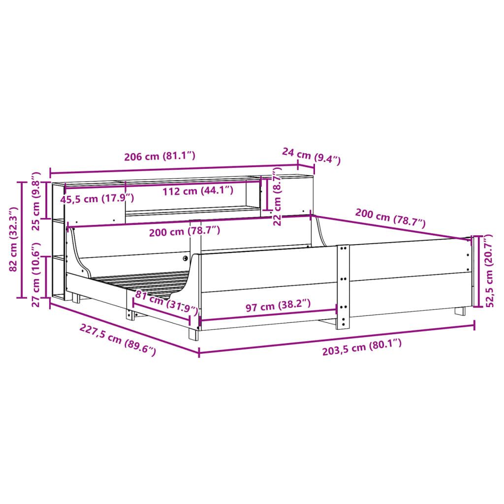 vidaXL Σκελετός Κρεβ. Χωρίς Στρώμα Καφέ Κεριού 200x200 εκ Μασίφ Πεύκο