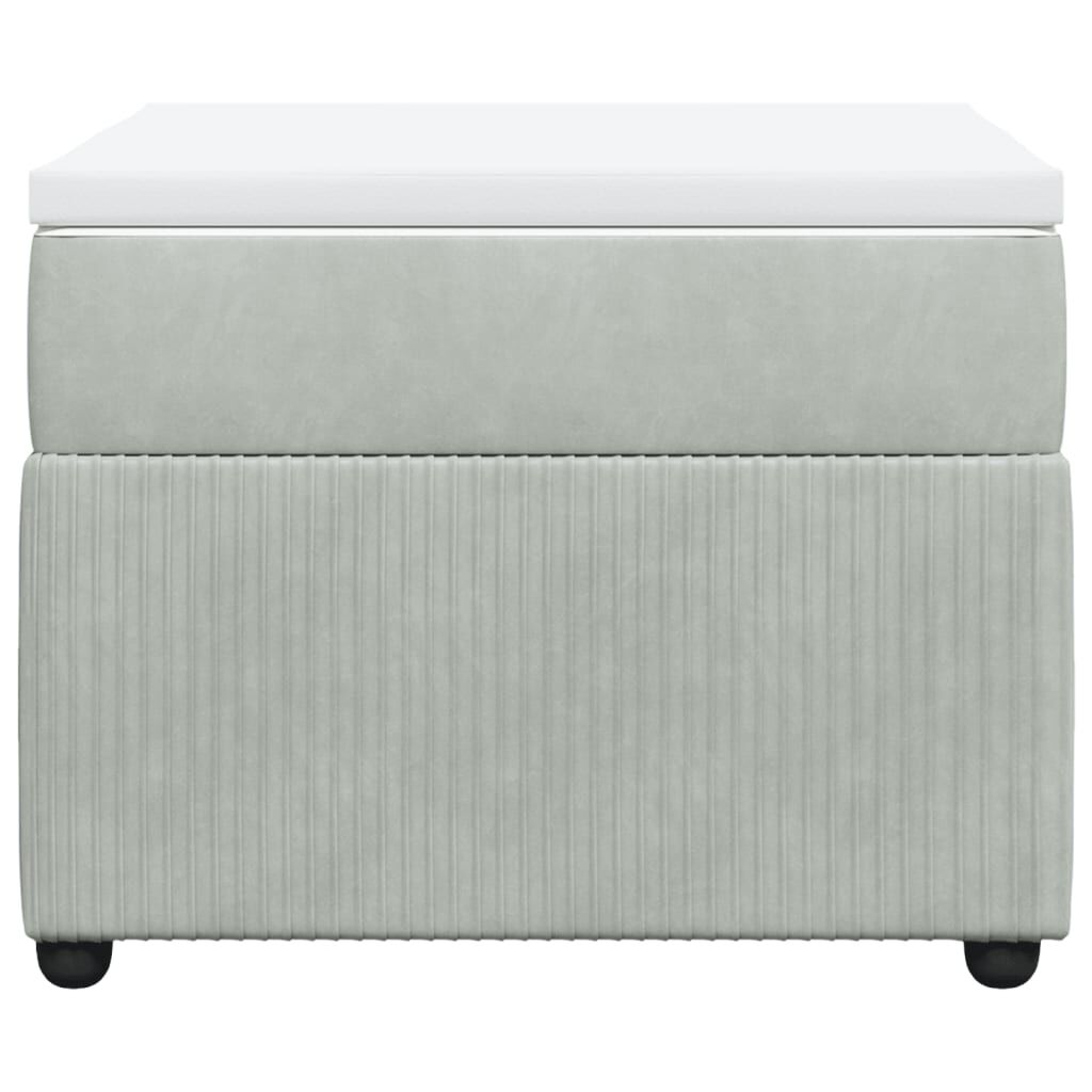 vidaXL Κρεβάτι Boxspring με Στρώμα Ανοιχτό Γκρι 90x200 εκ. Βελούδινο