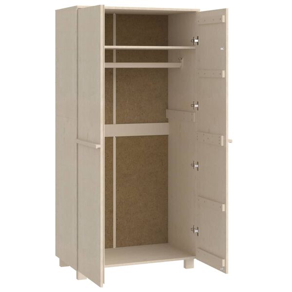 vidaXL Ντουλάπα HAMAR Καφέ Μελί 89 x 50 x 180 εκ. Μασίφ Ξύλο Πεύκου