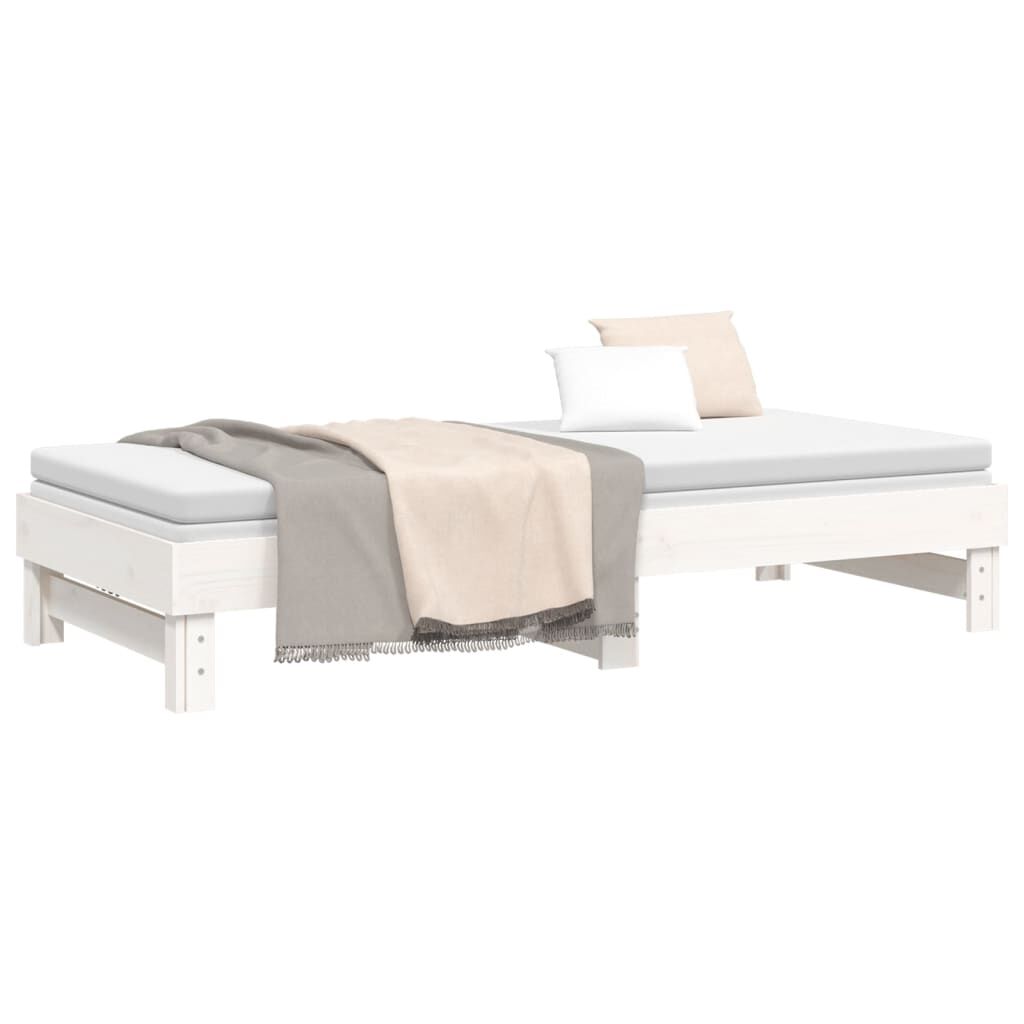vidaXL Καναπές Κρεβάτι Συρόμενος Λευκός 2x(100x200) εκ. Μασίφ Πεύκο