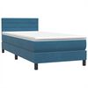 vidaXL Κρεβάτι Boxspring με Στρώμα Σκούρο Μπλε 80x220 εκ. Βελούδινο