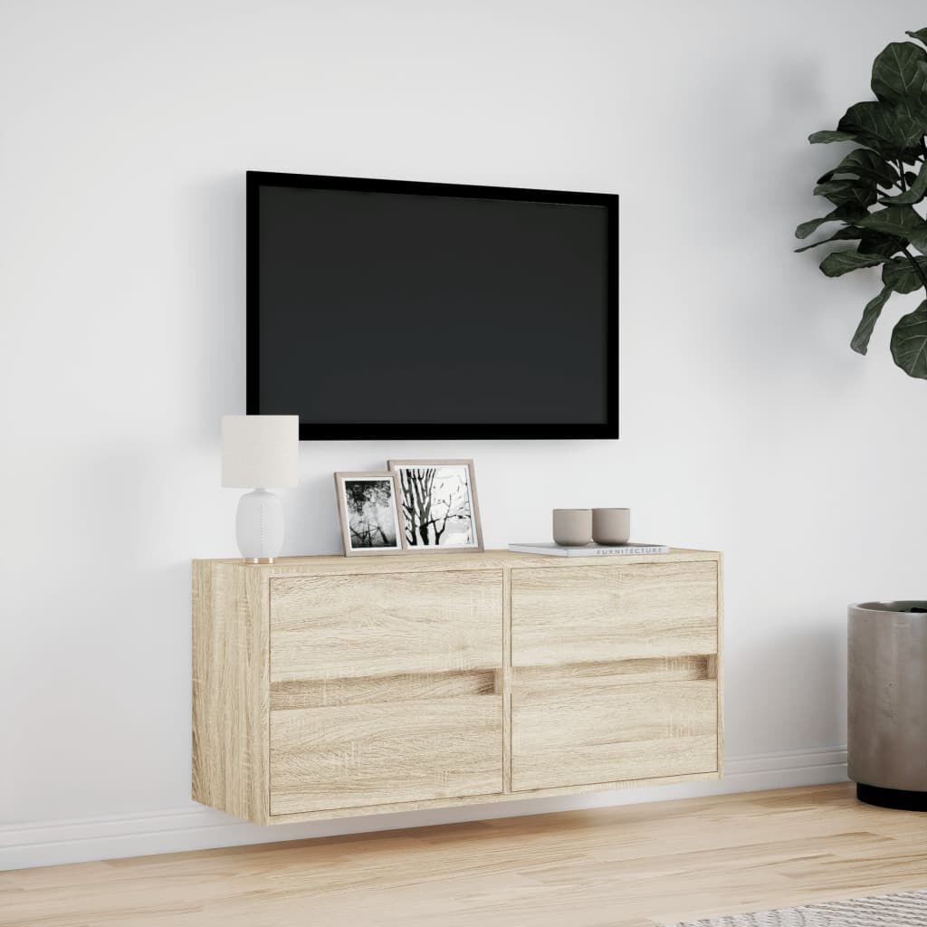 vidaXL Έπιπλο Τοίχου Τηλεόρασης με LED Sonoma Δρυς 100x31x45 εκ.