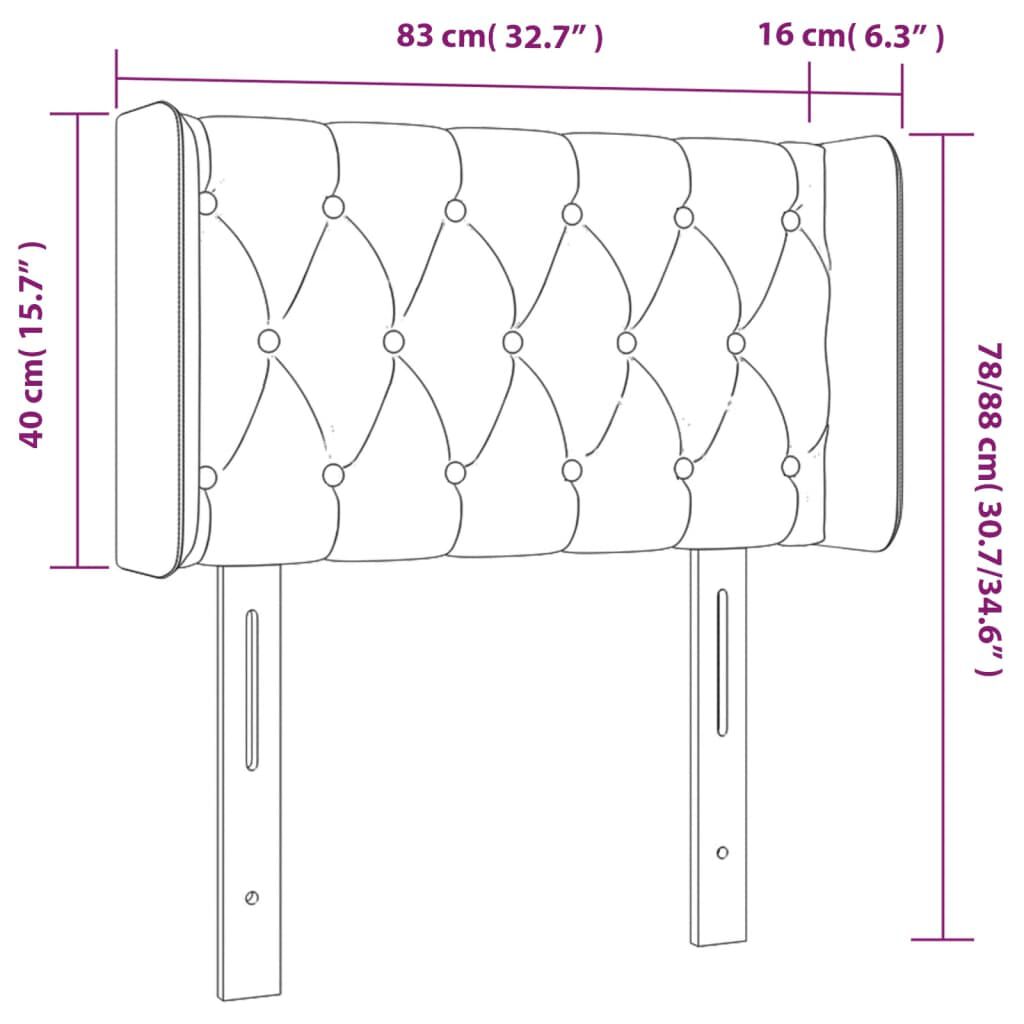 vidaXL Κεφαλάρι Κρεβατιού LED Σκούρο Μπλε 83x16x78/88 εκ. Βελούδινο