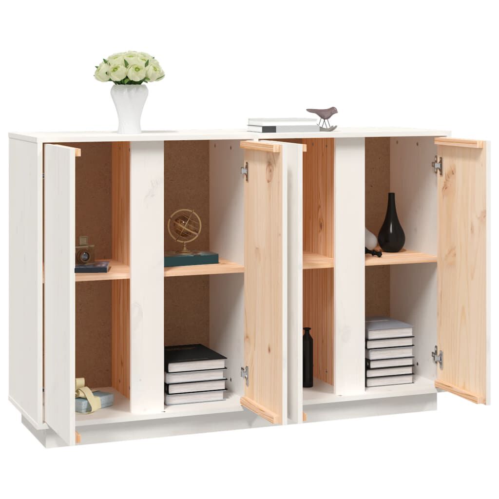vidaXL Μπουφές Λευκός 120 x 35 x 80 εκ. από Μασίφ Ξύλο Πεύκου