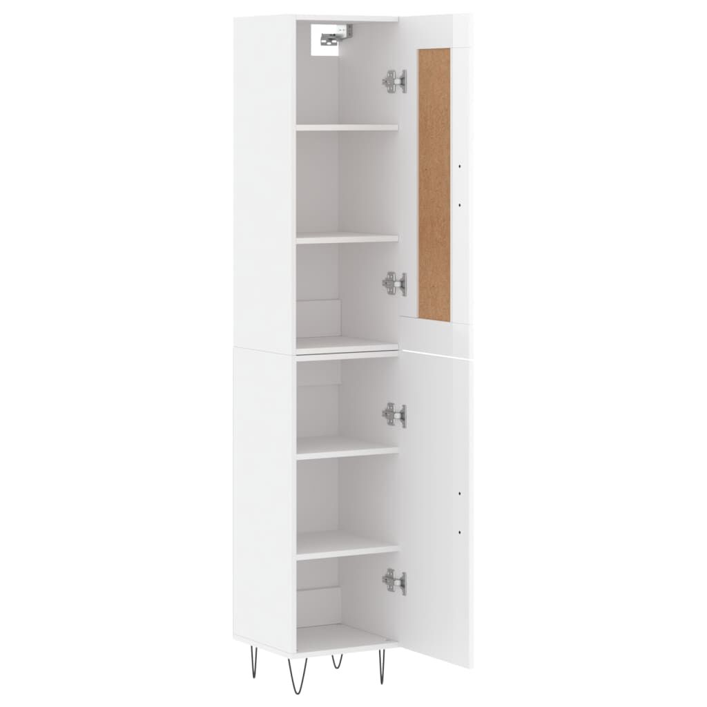 vidaXL Ντουλάπι Γυαλ. Λευκό 34,5 x 34 x 180 εκ. από Επεξεργασμένο Ξύλο