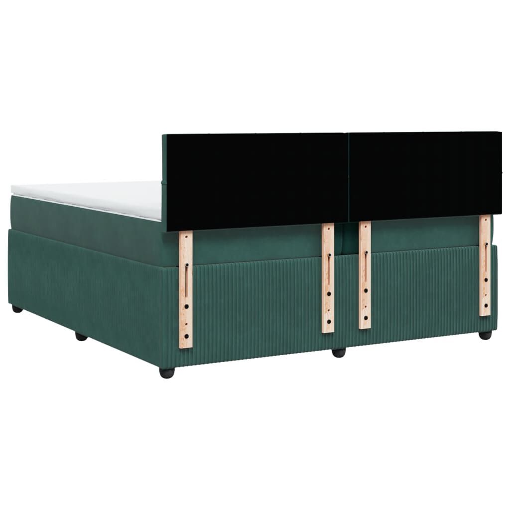 vidaXL Κρεβάτι Boxspring με Στρώμα Σκούρο Πράσινο 200x200εκ. Βελούδινο