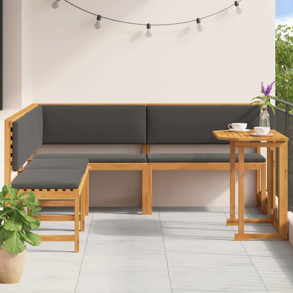 vidaXL Σετ Παγκάκι Κήπου 4 pcs Καφέ Μασίφ ξύλο ακακίας