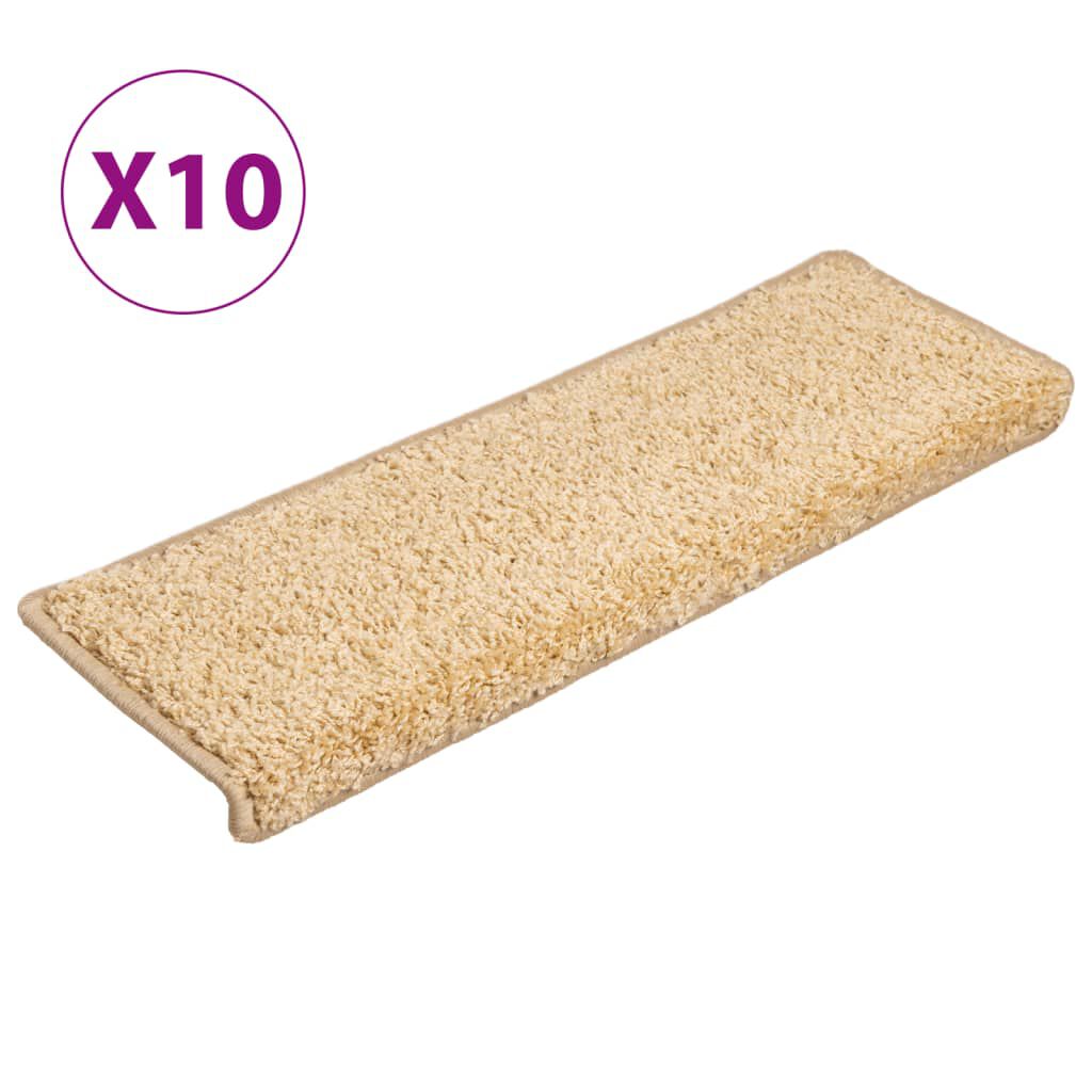 vidaXL Πατάκια Σκαλιών 10 τεμ. Λευκό 65x21x4 εκ. με Ορθογώνια Άκρη