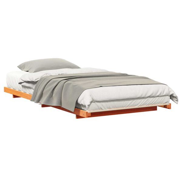 vidaXL Κρεβάτι δαπέδου Καφέ κεριού 100 x 210 cm Μασίφ ξύλο πεύκου