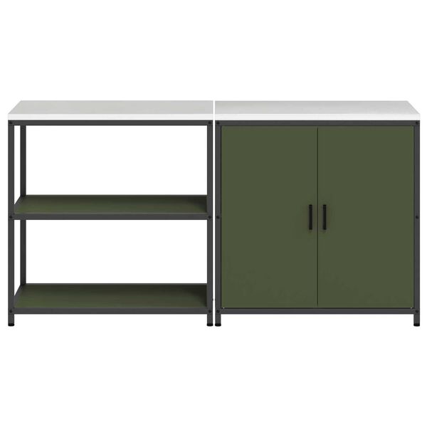 vidaXL Σετ Αποθήκευσης Κουζίνας 2 pcs Ελιά Πράσινη 150 x 50 x 92 εκ.