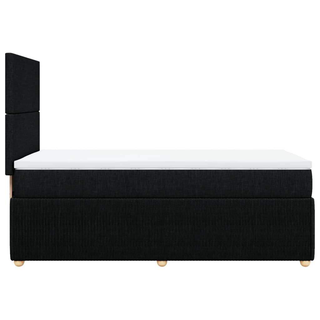 vidaXL Κρεβάτι Boxspring με Στρώμα Μαύρο 90x190 εκ.Υφασμάτινο