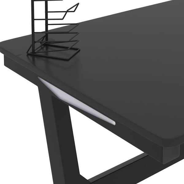 vidaXL Γραφείο Gaming με LED Μαύρο 90x60x75 εκ. με Πόδια σε Σχήμα Ζ